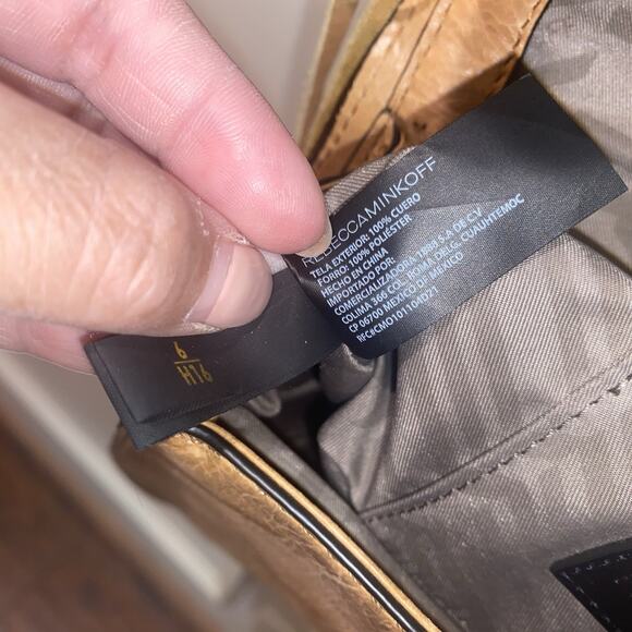 REBECCA MINKOFF Whipstitch Leather Saddle Crossbody Shoulder Bag Flap Brown Tan - Picture 10 of 16